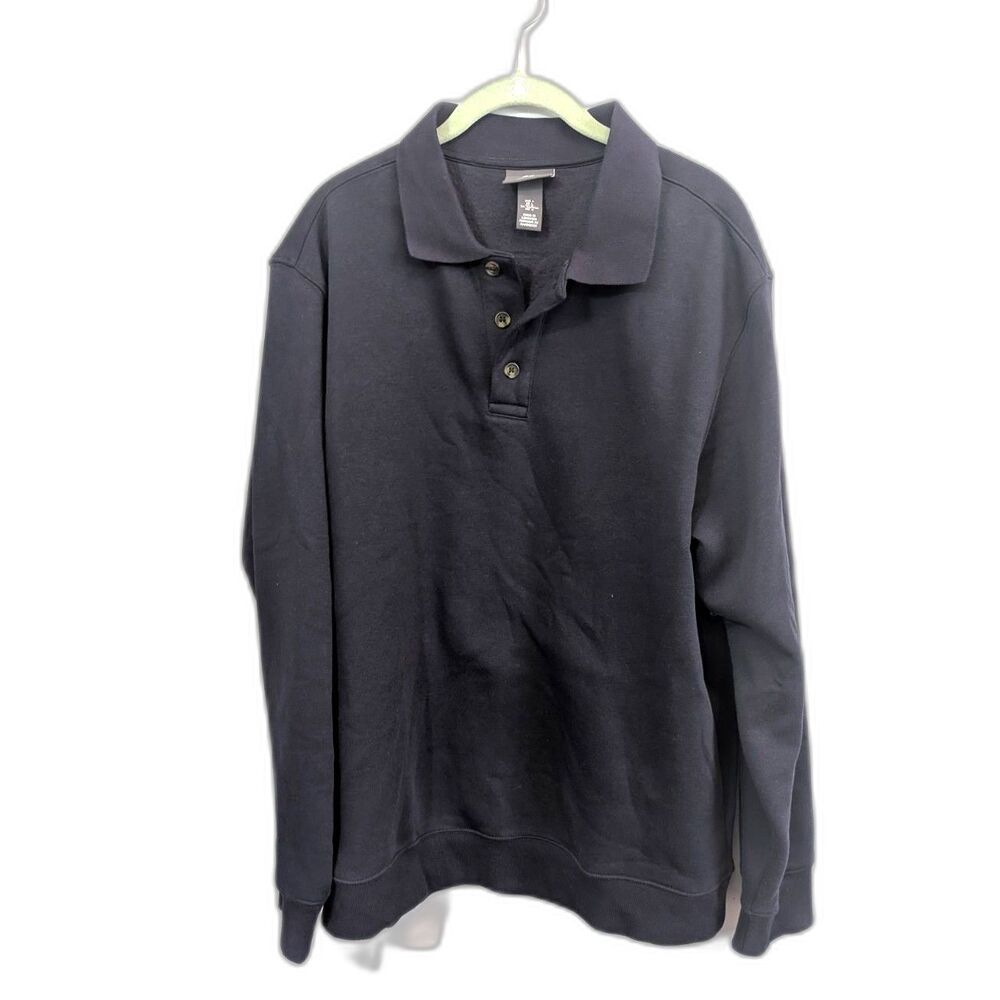 H&M Regular Fit Long-Sleeve Blue Polo Sweater Size L